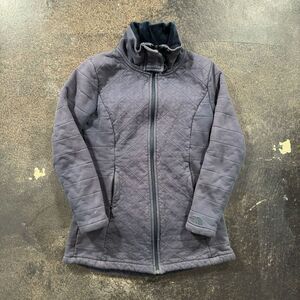 The North Face Womens Fleece Quilted Full Zip Pea Coat Jacket Dark Purple Medium